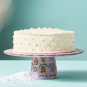 NWT ANTHROPOLOGIE Ginger Stoneware Cake Stand Purple New in Box